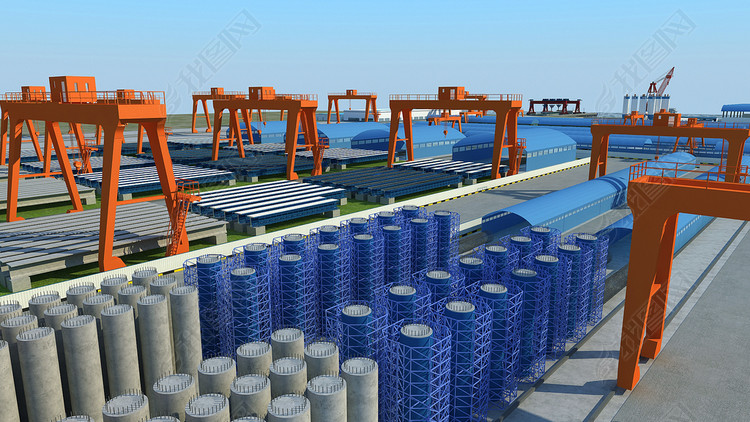 工程施工工地3d场景模型