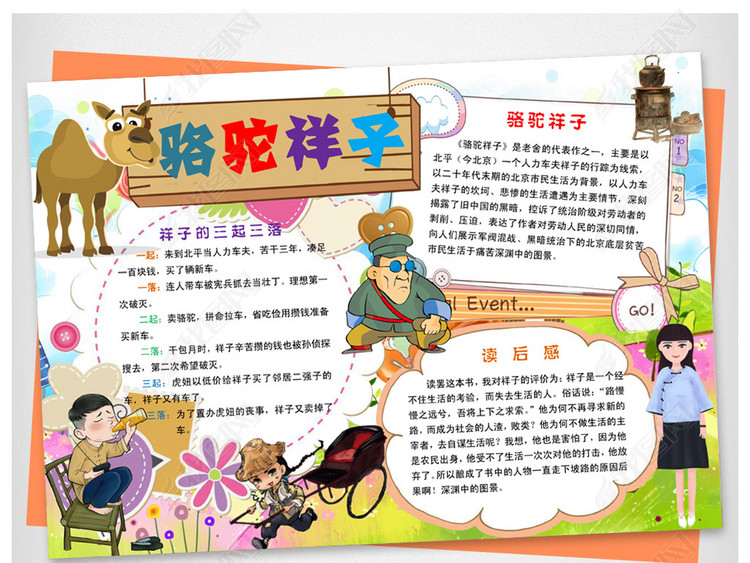 骆驼祥子读书小报读后感好书推荐手抄报小报