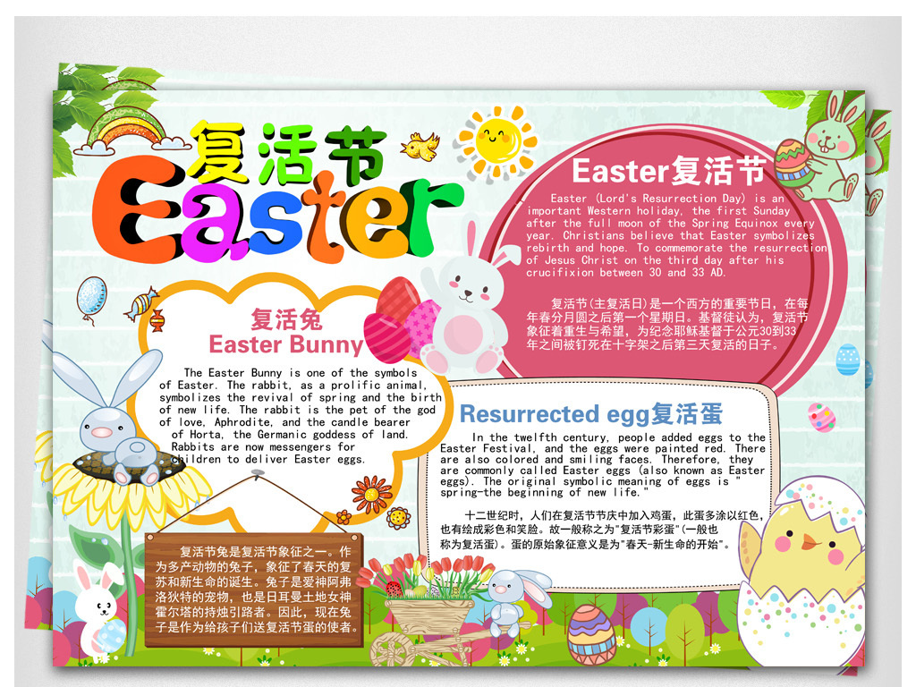 英语小报psd复活节Easter手抄报