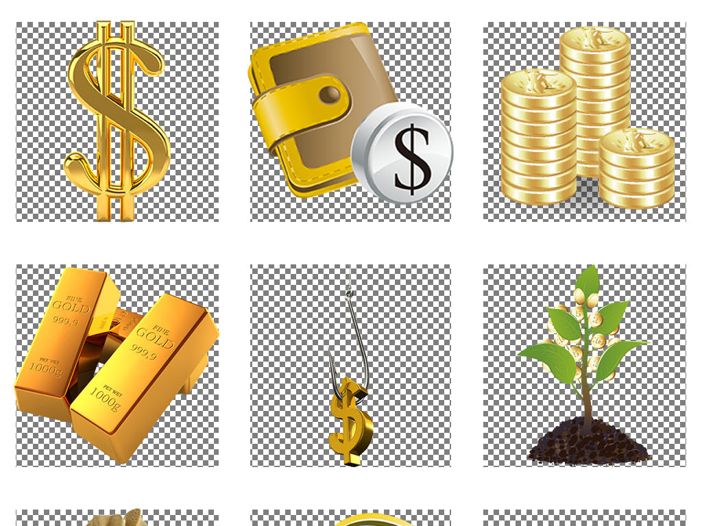 金融钱财元宝钱币符号美金美元PNG素材
