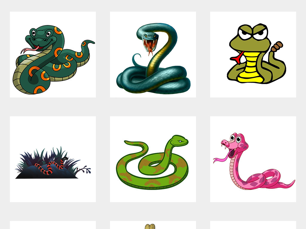 绿色卡通可爱蛇毒蛇动物设计素材PNG素材
