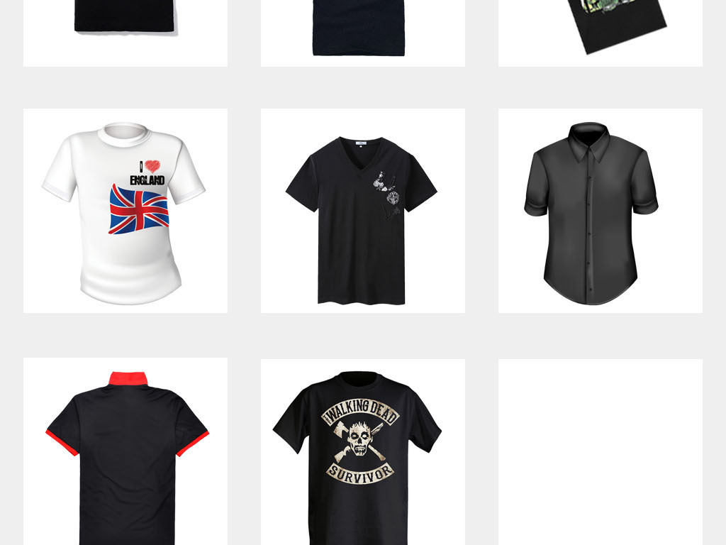 T恤短袖样机白色T恤详情页男装贴图素材