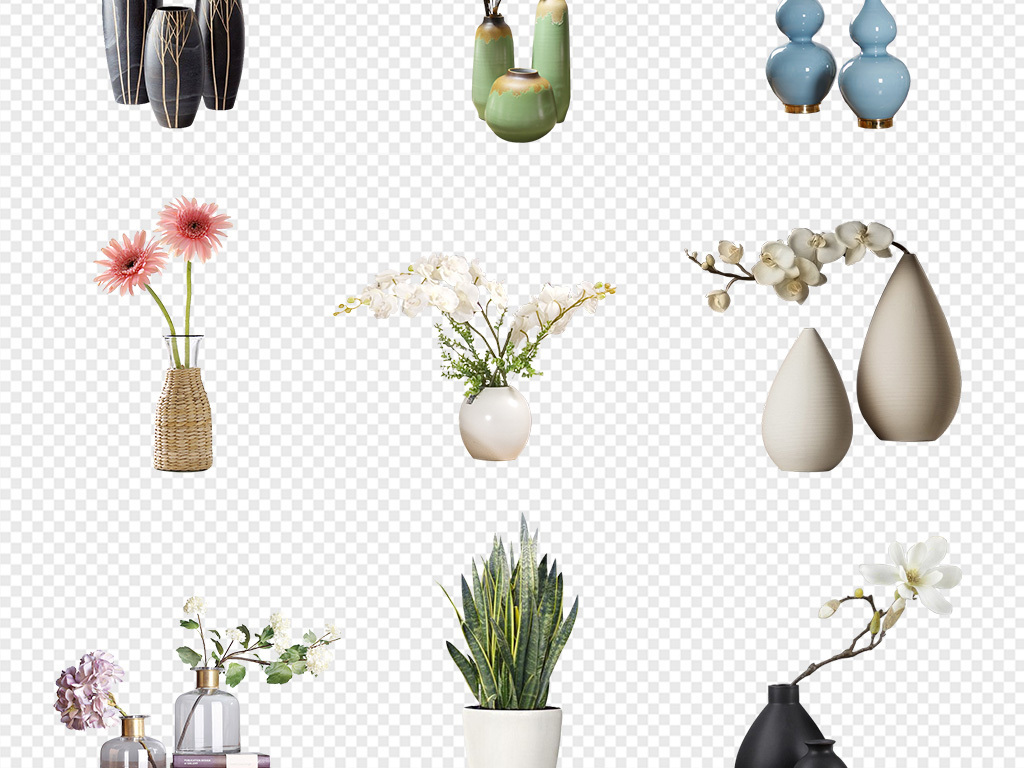 50款插花花瓶家居摆件装饰PNG素材
