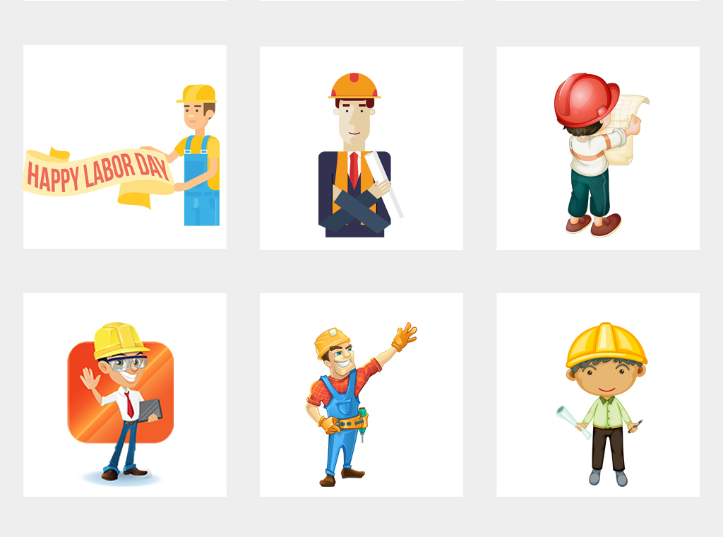 卡通装饰装修建筑工人维修工程师人物素材