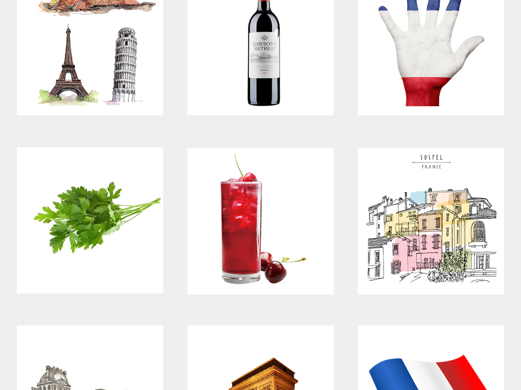 法国建筑旅游活动报团游海报背景PNG素材