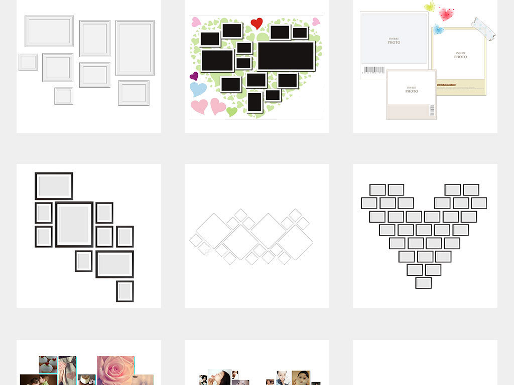 相框PNG照片墙透明背景免抠素材