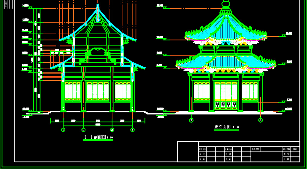 古建筑10米亭子cad图纸平面设计图下载(图片3.