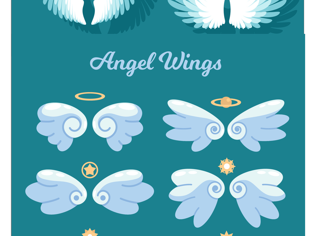 天使翅膀白色羽毛爱心angel卡通翅膀