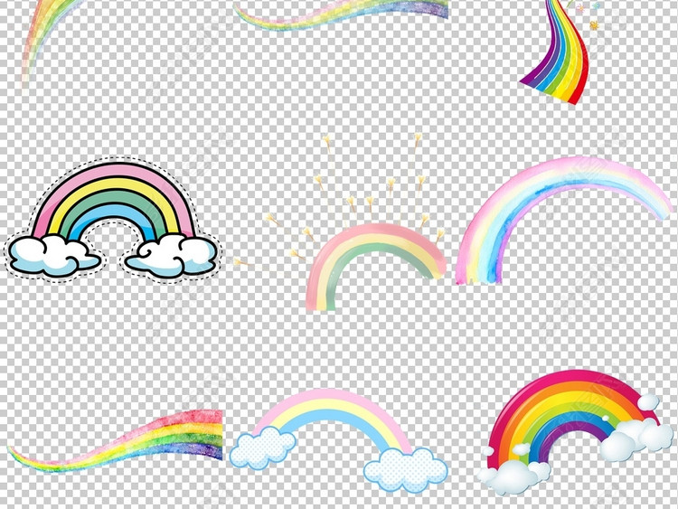 儿童卡通手绘彩虹图片PNG透明背景免抠素材