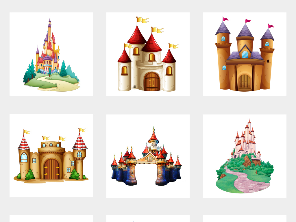 可爱儿童乐园卡通城堡免抠png素材
