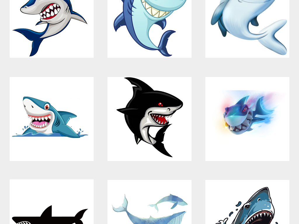 卡通鲨鱼海洋动物PNG免扣素材