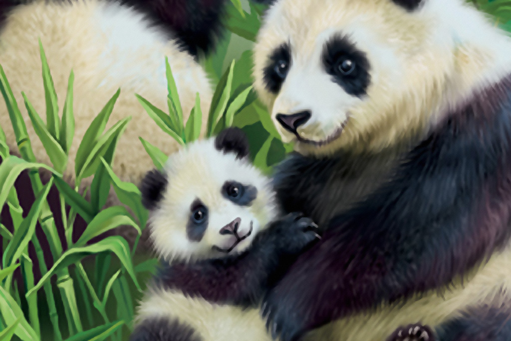 国宝熊猫大熊猫竹林风景画背景墙