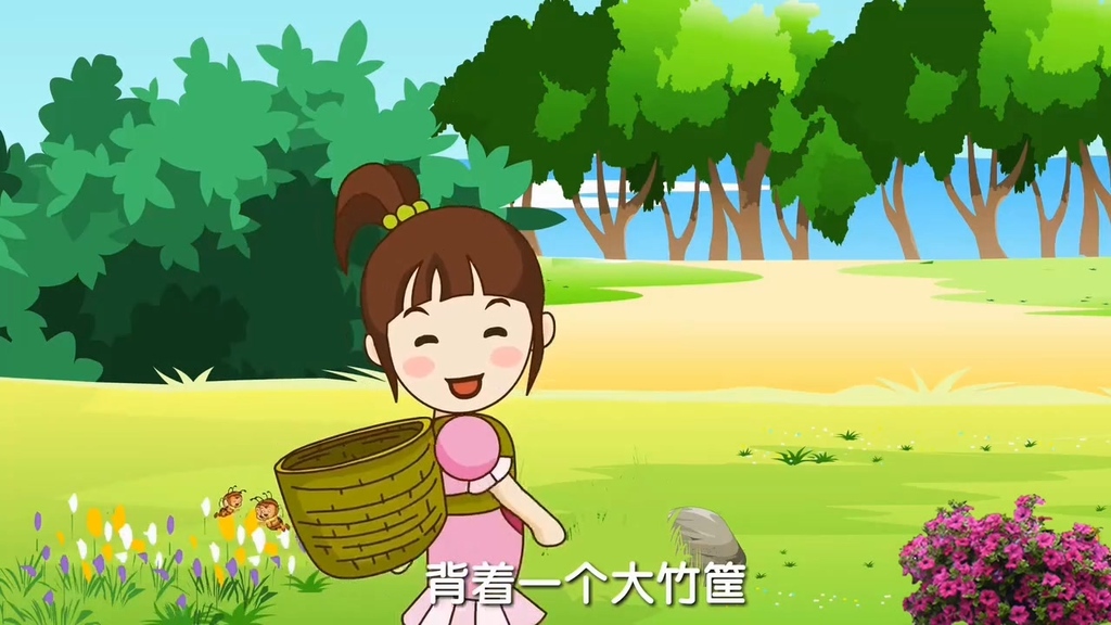 采蘑菇的小姑娘儿歌伴奏背景视频素材