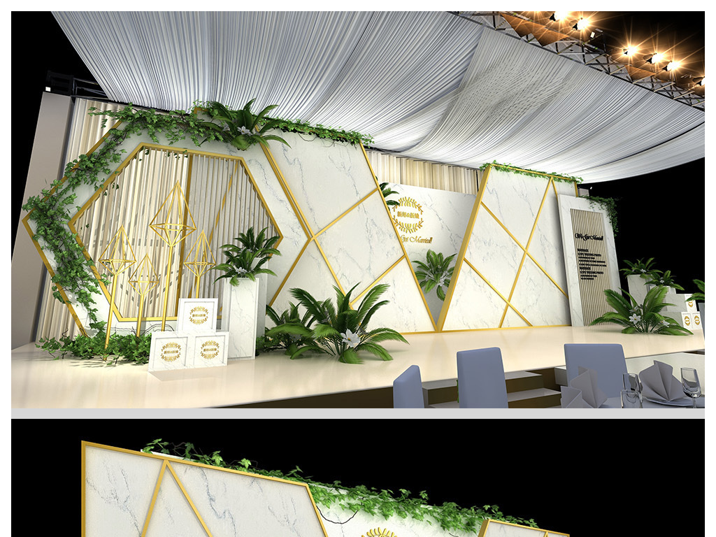 简约浪漫主题婚礼布置图3D设计