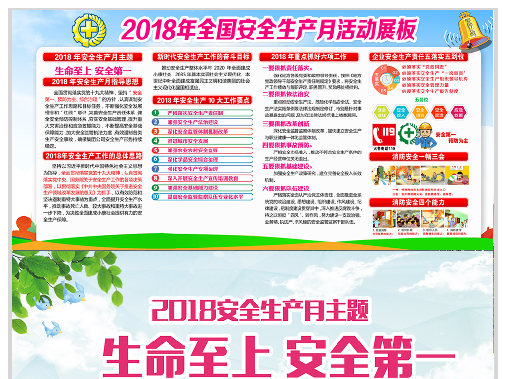 企业单位公司2018安全月知识宣传展板