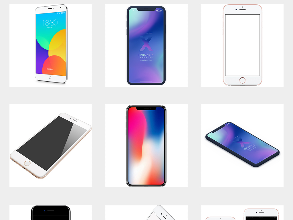 iPhone8X手机安卓模型设计素材PNG海报