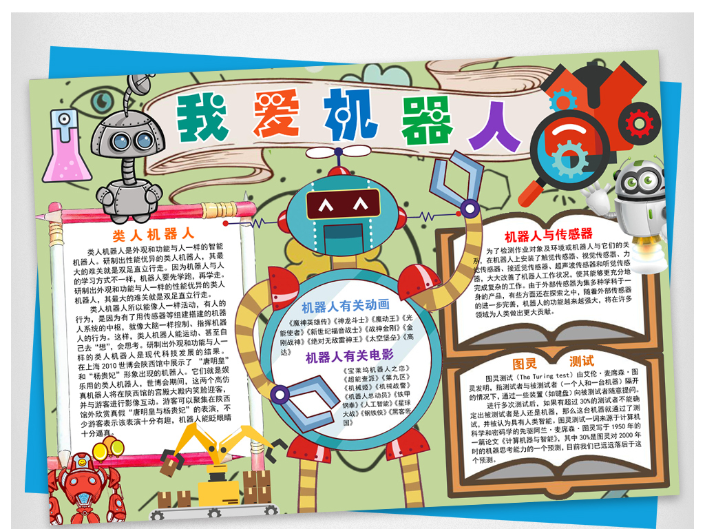 我爱机器人时代手抄报小报word模板