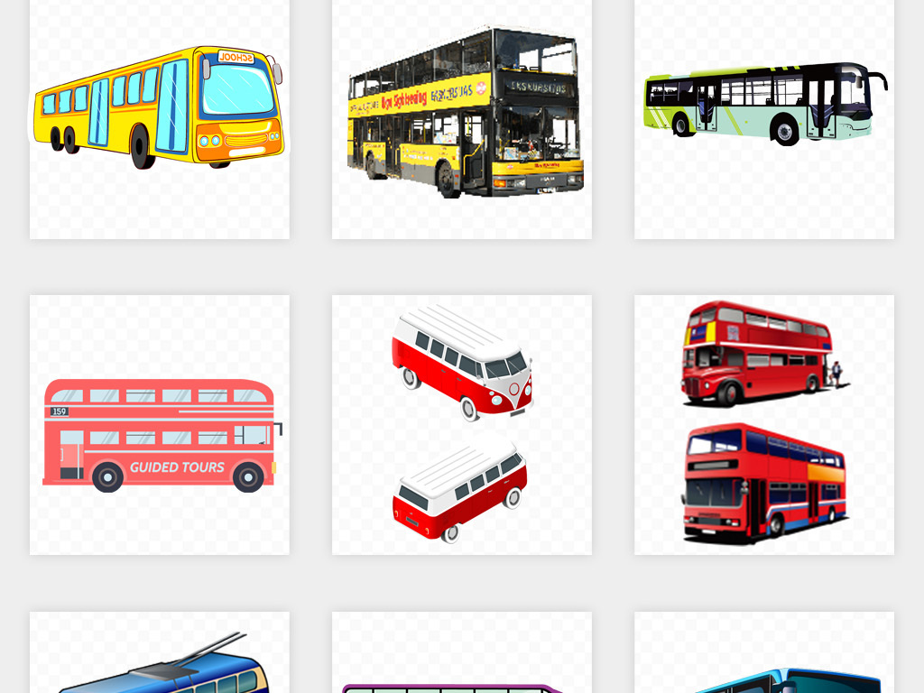 卡通公交车客车公共汽车大巴巴士png免扣素材