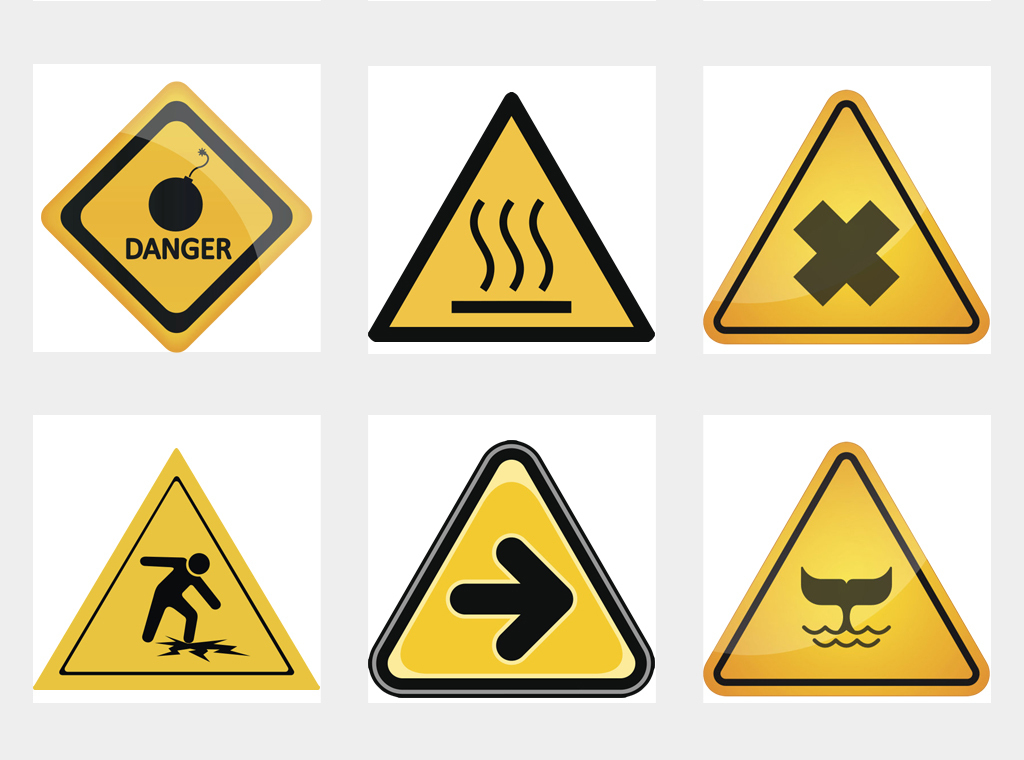 警告标志标示牌标志安全标识png免扣