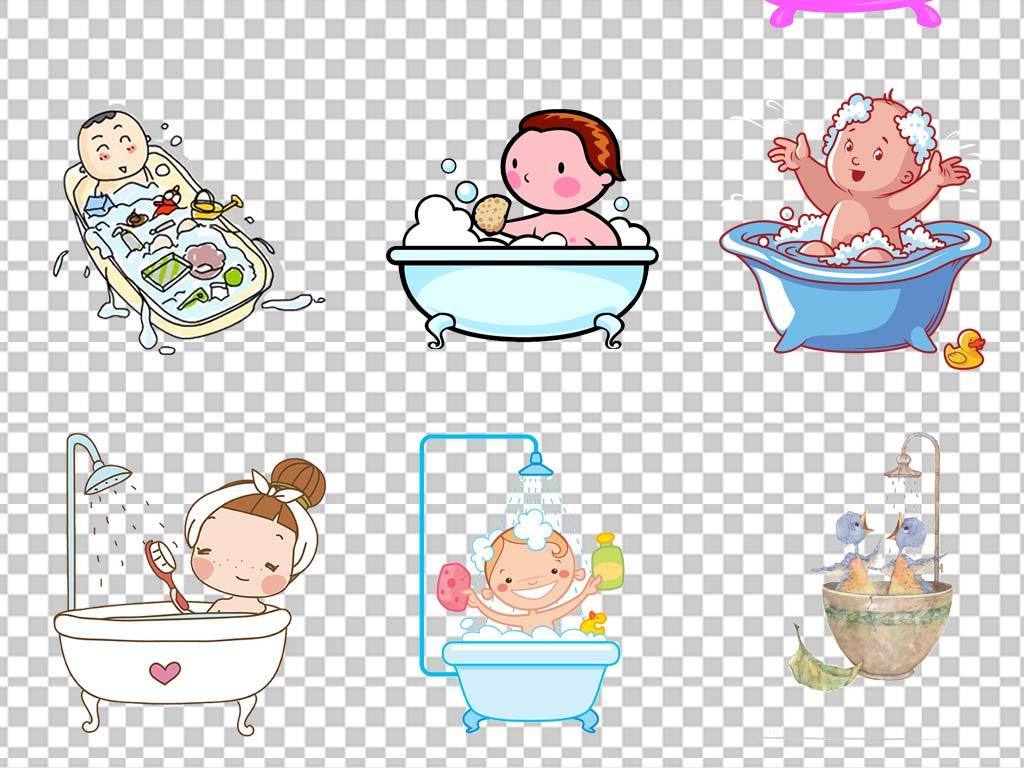 卡通婴儿洗澡图片