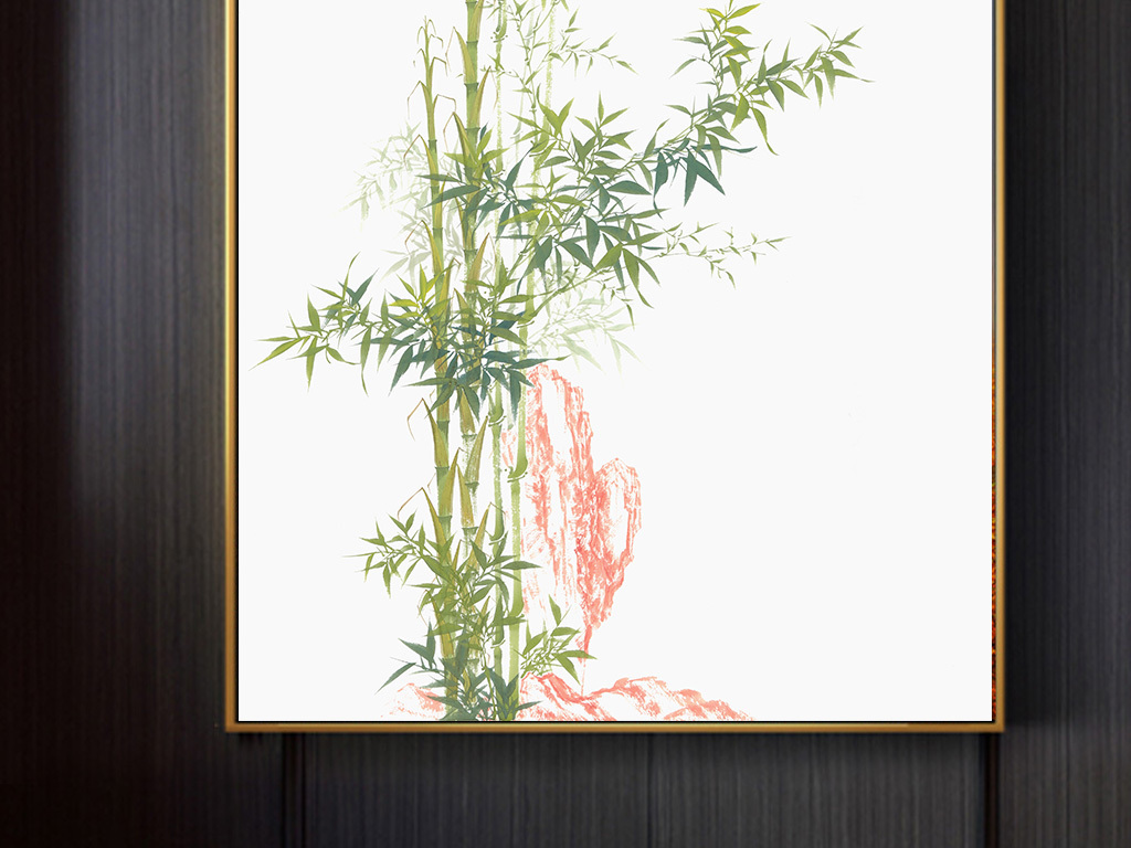 中国风手绘竹子工笔画玄关背景装饰画