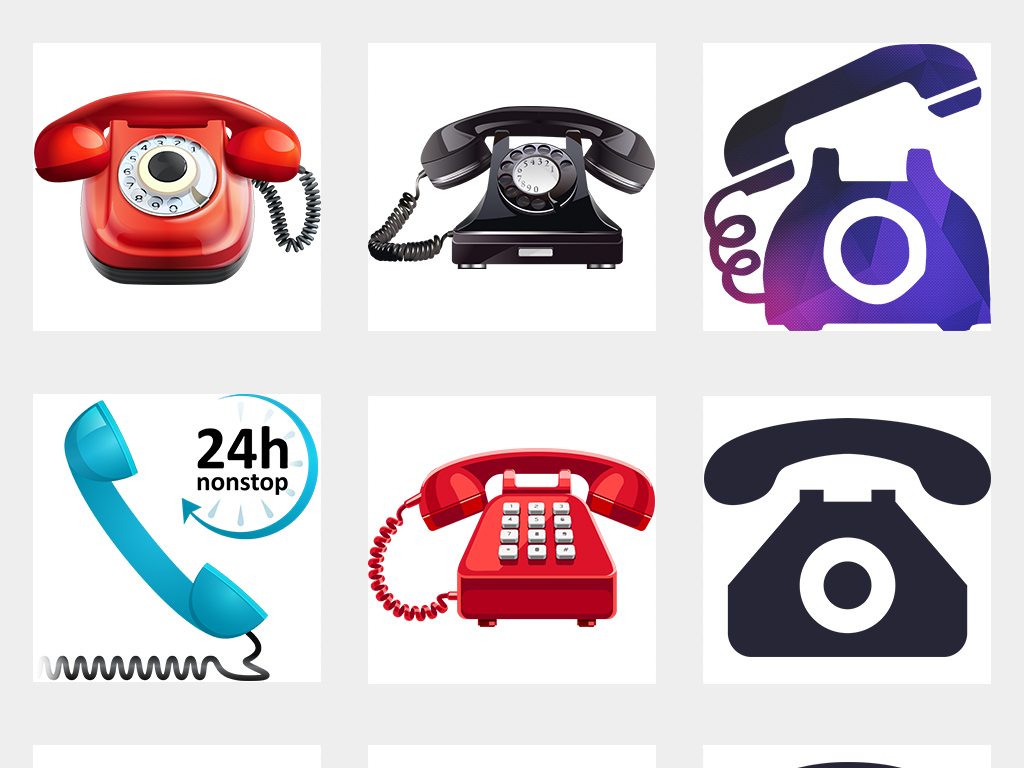 电话座机免费咨询客服热线图标设计素材PNG海报