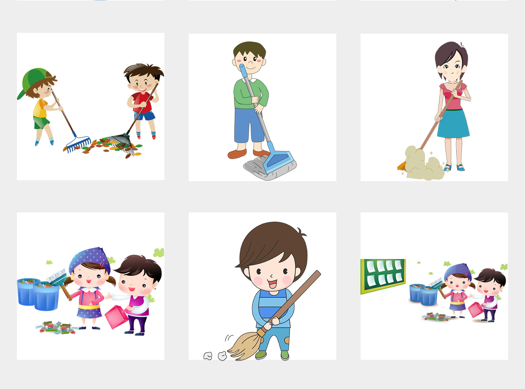 劳动扫地搞卫生创卫生活环保幼儿园宣传海报