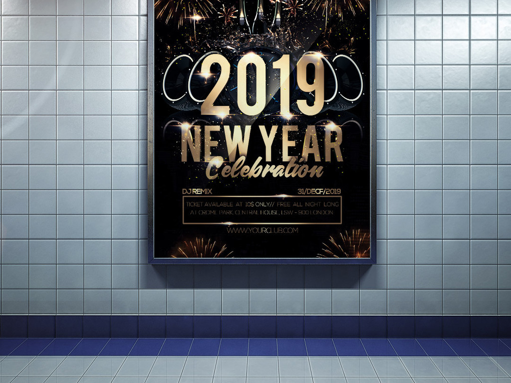 2019金色跨年新年海报设计