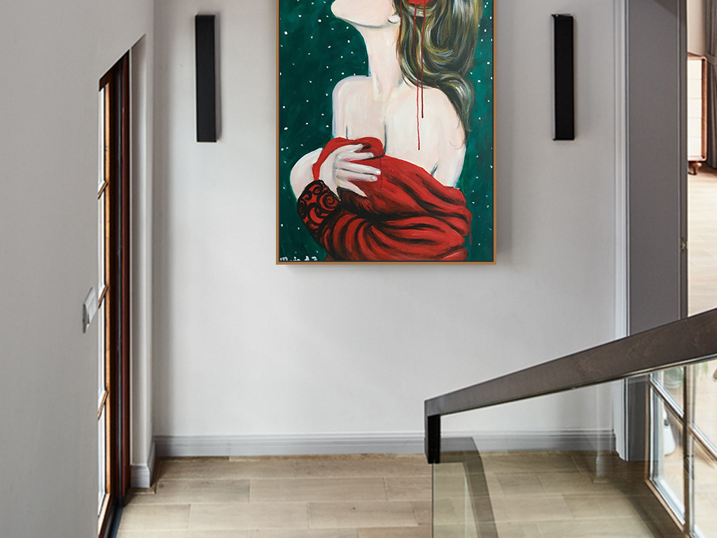 装饰画 其他装饰画 人物装饰画 > 红色少女性感水彩绘画装饰画