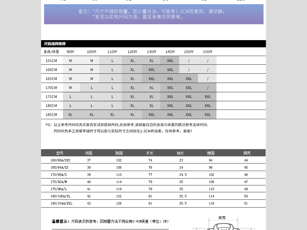 男士内衣尺码表_内衣尺码表(3)