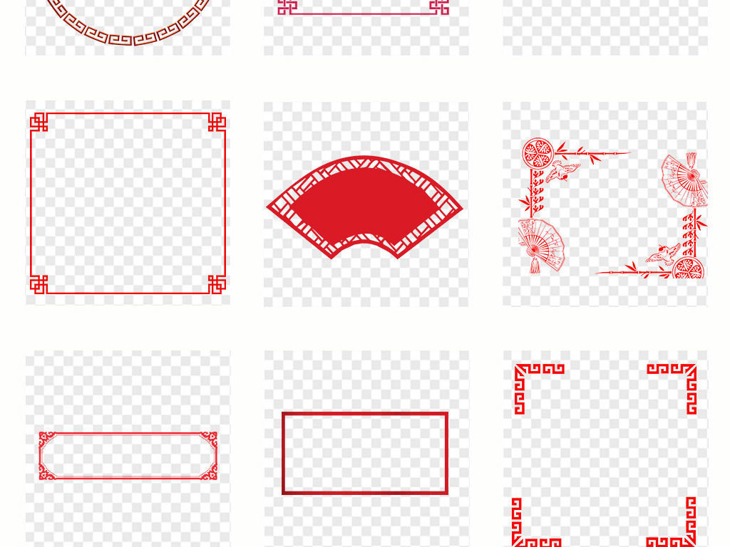 免抠元素 花纹边框 卡通手绘边框 > 卡通红色中国风标题边框png素材