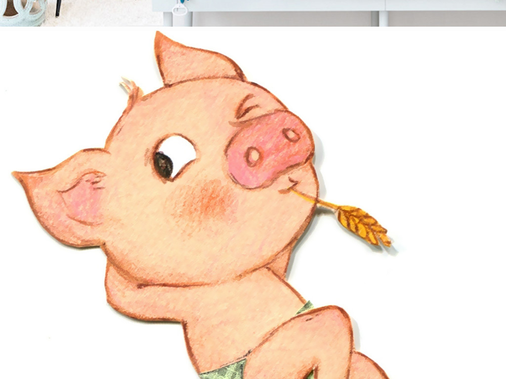 北欧简约手绘卡通可爱动物小猪装饰画