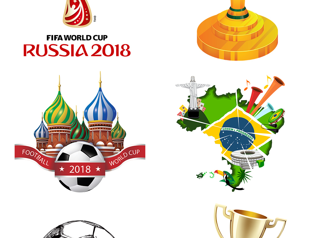 2018世界杯卡通踢足球运动人物剪影素材