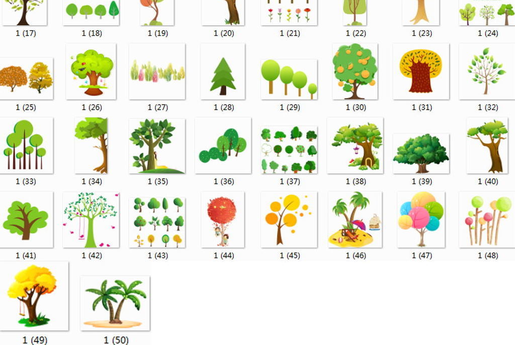 手绘卡通树绿色大树树木植物智慧成长树PNG素材