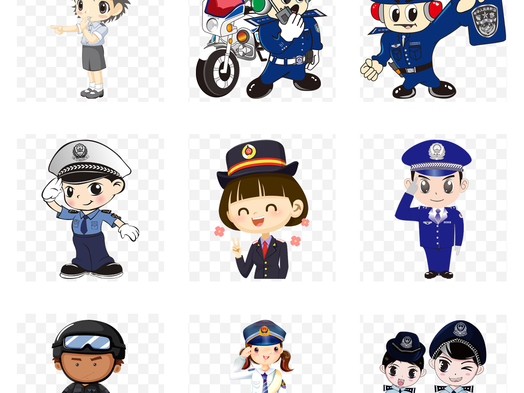 卡通警察公安交警人物警徽设计素材PNG