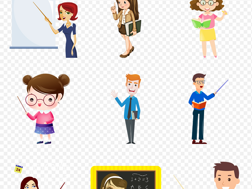卡通老师男老师女老师讲课老师上课免扣素材