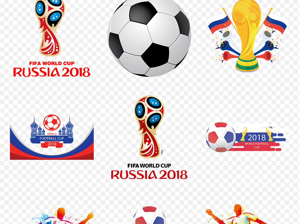 2018世界杯踢足球运动人物彩色剪影海报