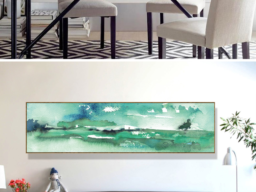 原创唯美风景抽象无框画山水风景画版权可商用
