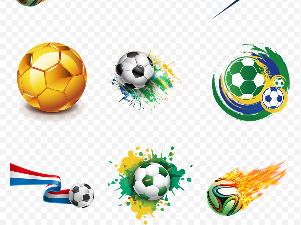 俄罗斯2018世界杯踢足球运动彩色PNG素材