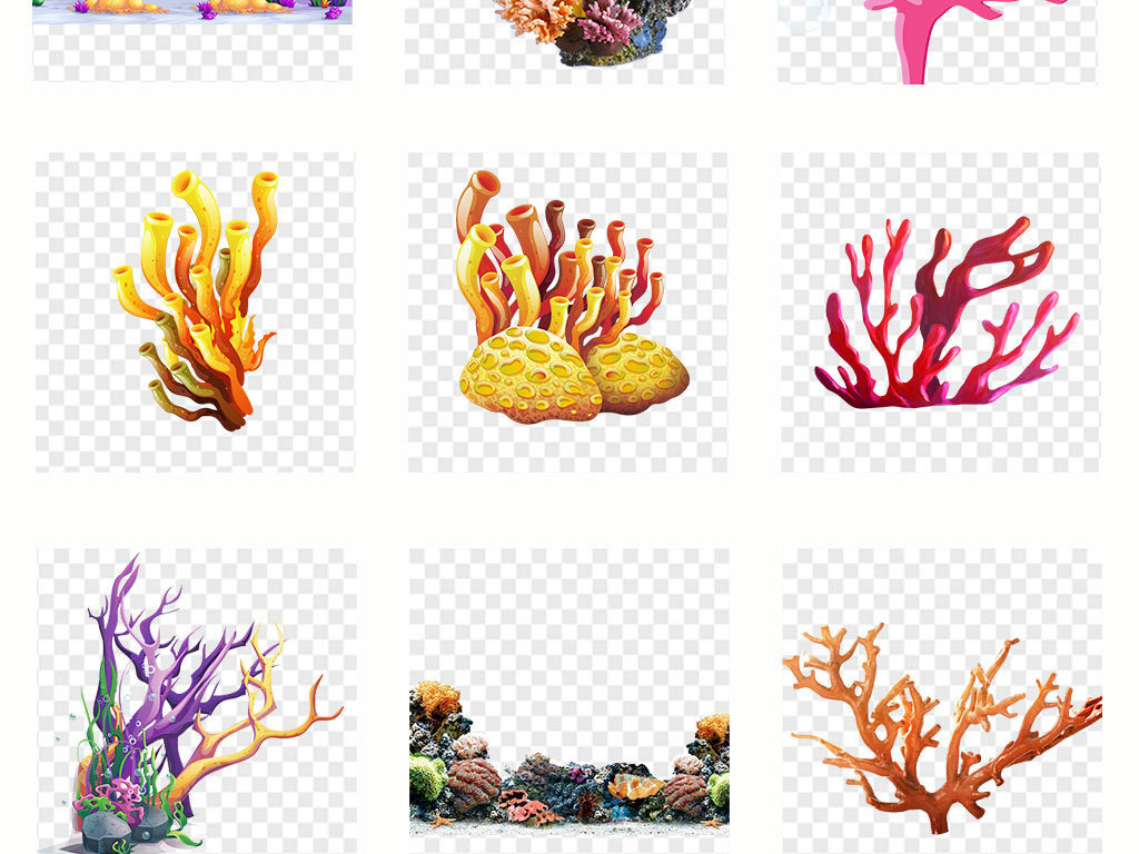 卡通海底植物生物海草海藻珊瑚PNG素材