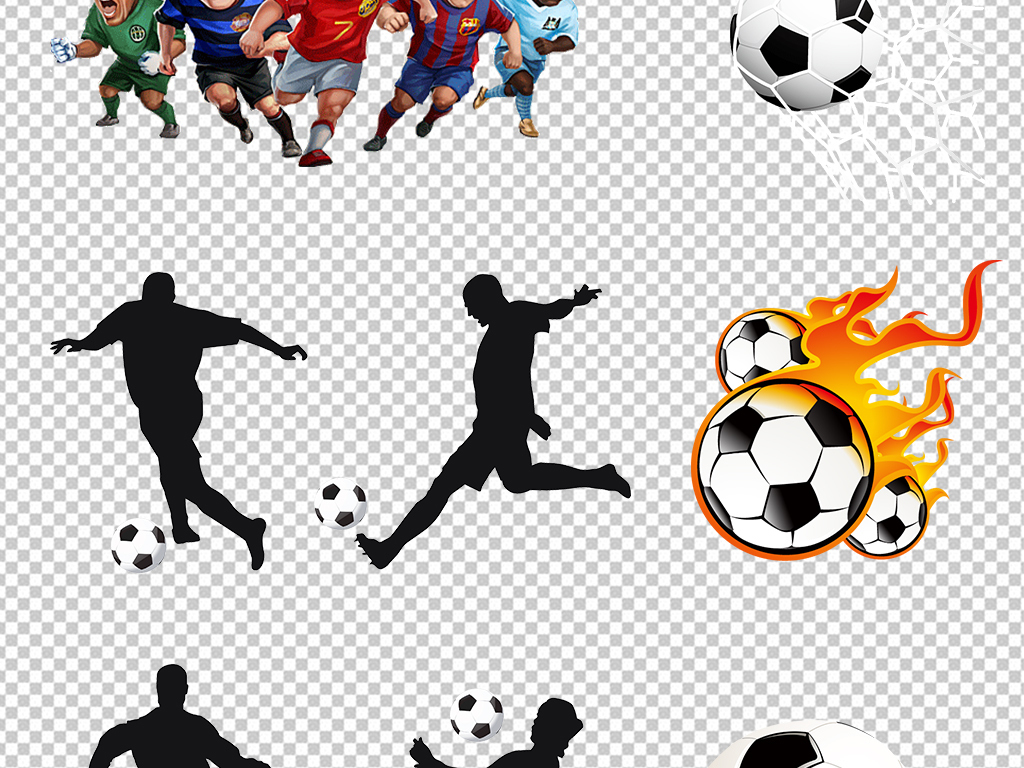 2018世界杯踢足球运动人物彩色剪影海报