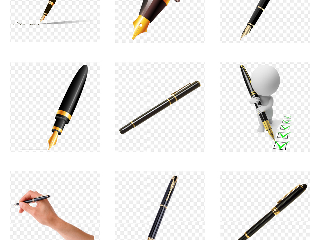 钢笔毛笔写字手拿铅笔手势海报设计PNG素材