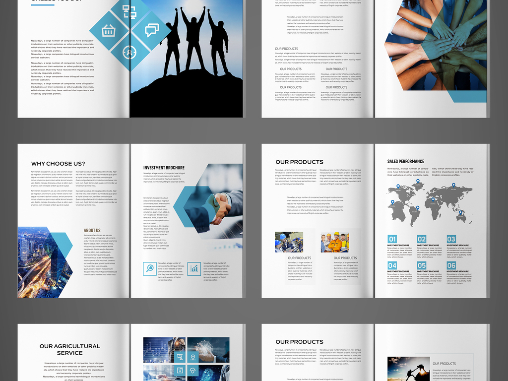 蓝色企业文化手册公司宣传册画册模板