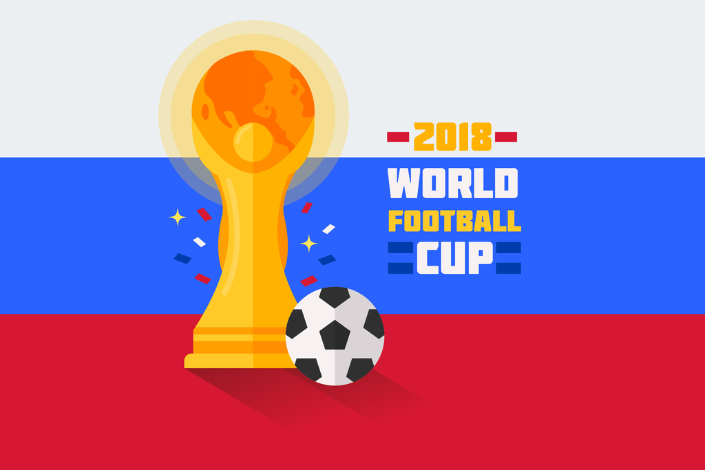 俄罗斯国旗背景2018世界杯插画设计矢量