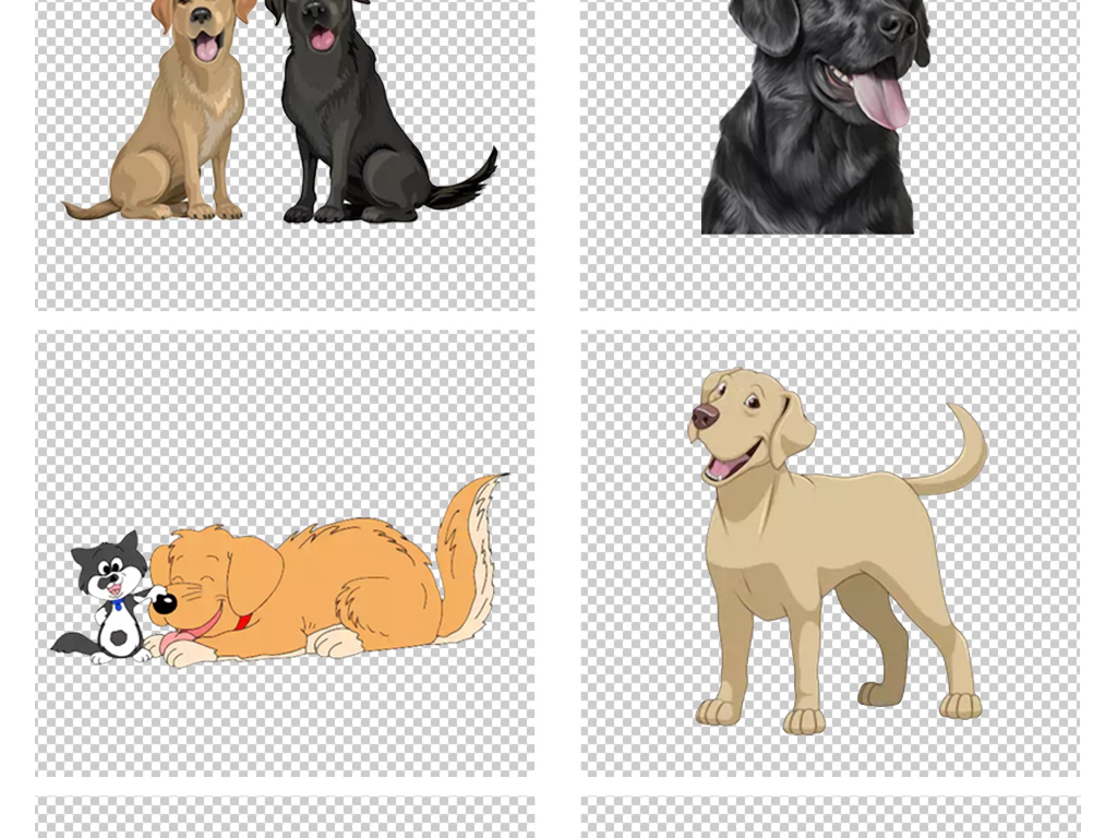 24款卡通手绘Q版金色小狗金毛png素材