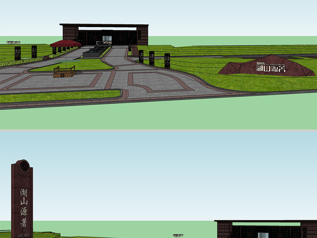 现代住宅小区入口景观设计SU模型方案