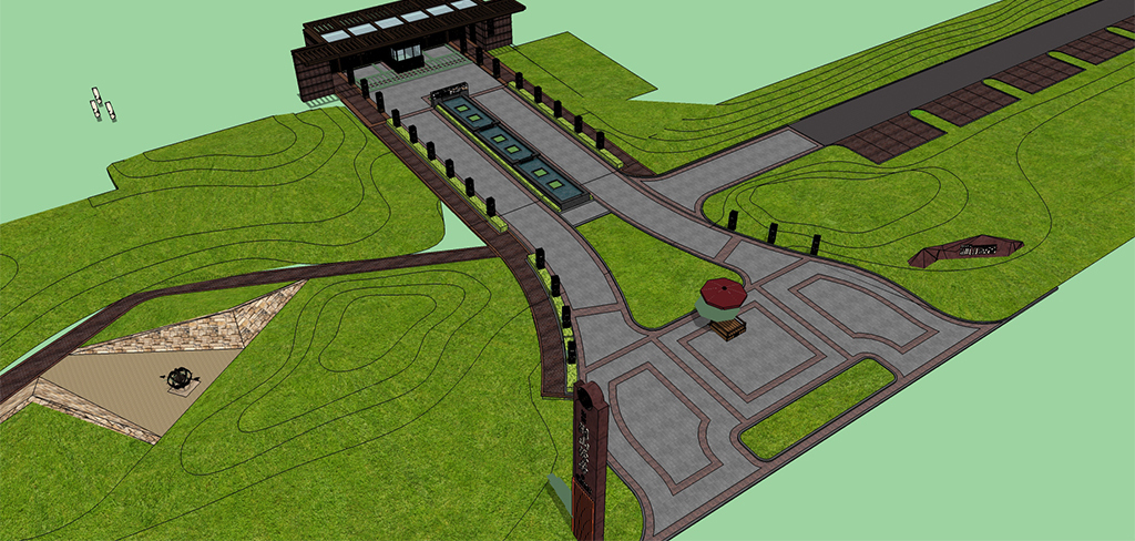 现代住宅小区入口景观设计SU模型方案