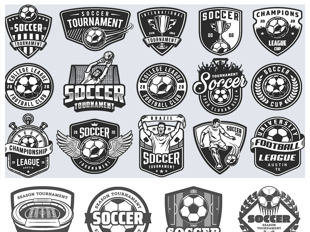 矢量足球体育运动徽章图标设计素材