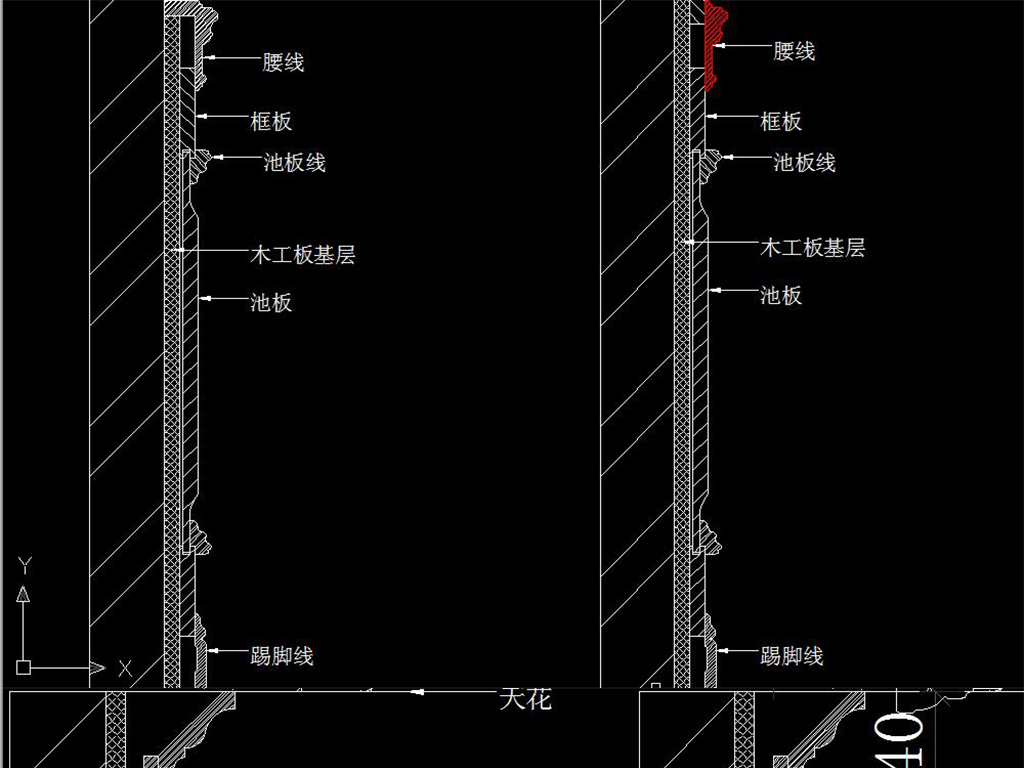 整木护墙板结构图护墙板安装图