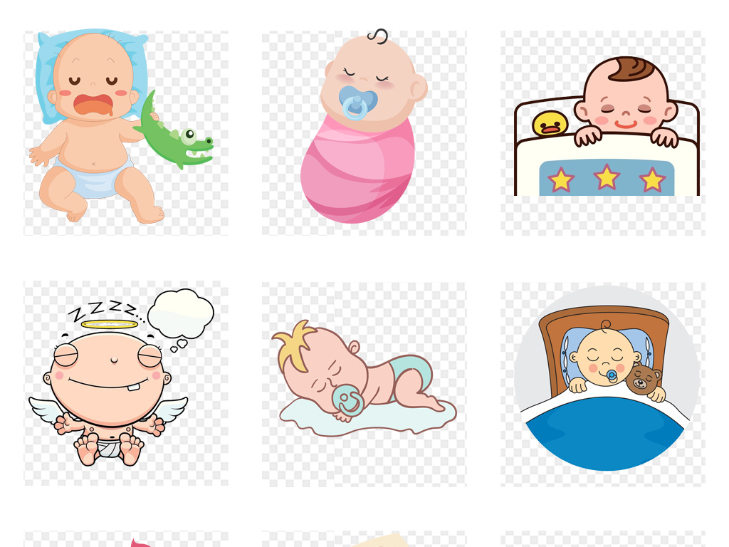 卡通婴儿宝宝睡觉人物海报背景PNG免扣素材